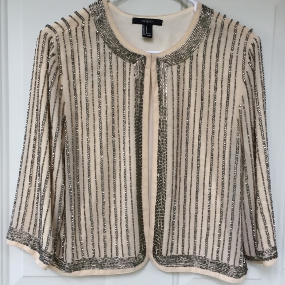 Forever 21 Beaded & Sequined Embellished Jacket Blazer